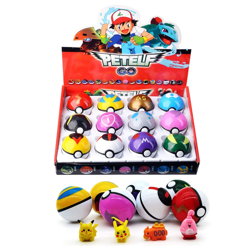 12 Pcs/Set Pokemon Pikachu Pokeball Action Figure Pokemon Game Poke Ball Model Anime Figure Dolls Children Christmas Gift Toys