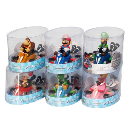 Serie Super Mary Karting Mario Bros Luigi Yoshi Donkey Kong figuras de acción de juguete coche extraíble 12,5*8*9 Cm con caja regalos para niños