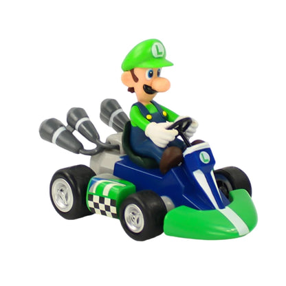 Serie Super Mary Karting Mario Bros Luigi Yoshi Donkey Kong figuras de acción de juguete coche extraíble 12,5*8*9 Cm con caja regalos para niños